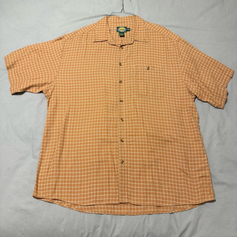 Cabela's Men's Orange Plaid Button Down Shirt